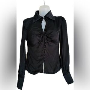 Film Noir black satin blouse